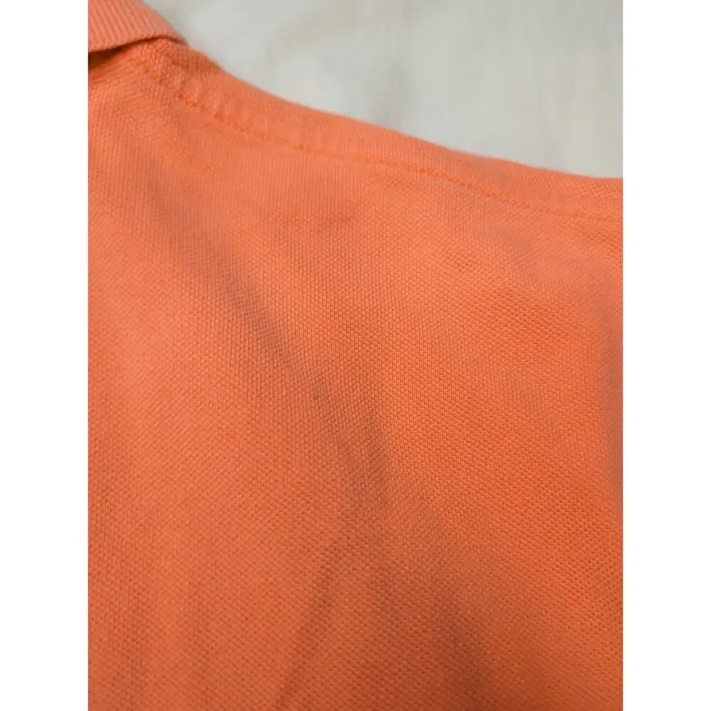 Polo Ralph Lauren Men's Polo Shirt Orange Short Sleeve Blue Pony Cotton Mesh XL